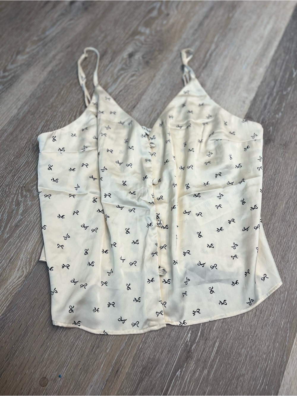 Abercrombie & Fitch Satin Sleepwear Cami Top Womens Small Cream Bow Print